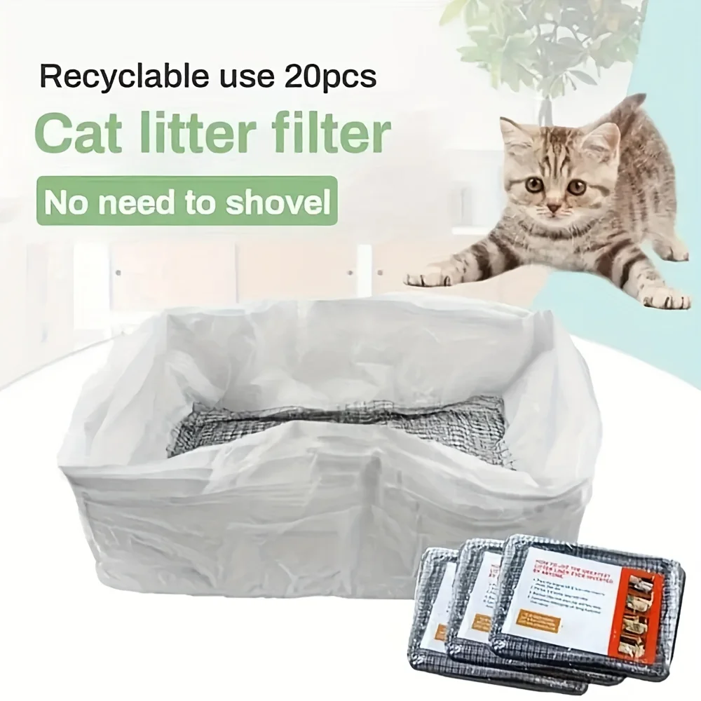 Filtro reutilizable para huecos de gatos, 10 Uds., manos libres, revestimientos para excrementos de gatos, red de filtro para revestimientos de caja de arena higiénica para mascotas - imagen 5