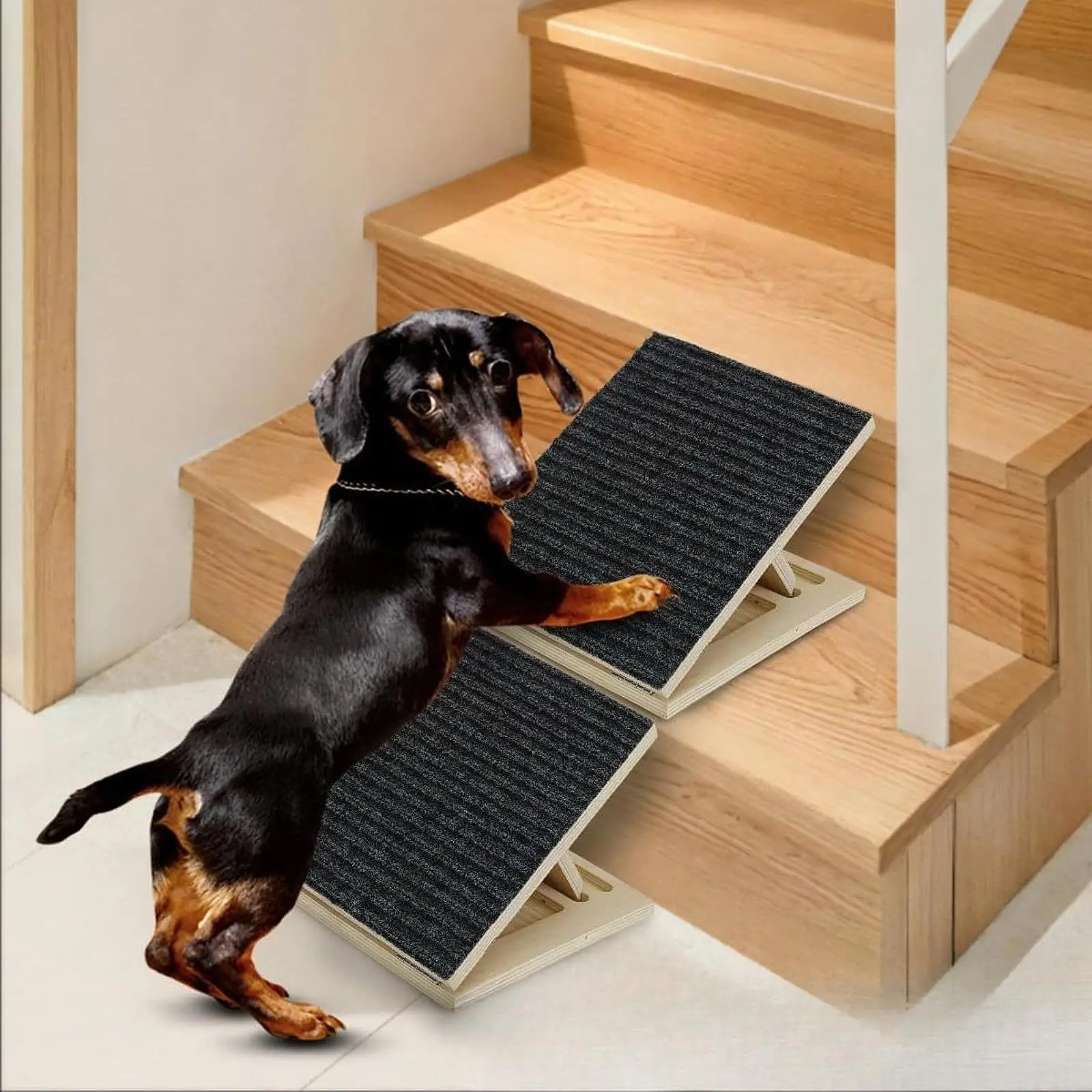 Rampa escalera ajustable de madera antideslizante para perros y gatos