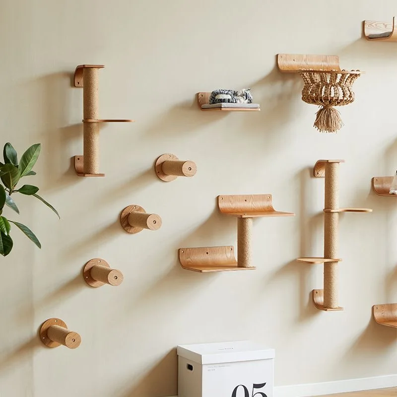 Combinación de hamaca con estante para gatos múltiple montado en la pared, escalera de poste de agarre para gatos de Sisal y plataforma de salto con Pedal para gatos, casa para gatos - imagen 2