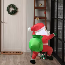 Decoración navideña inflable colgante de Papá Noel, ventana de escalada al aire libre, Papá Noel inflable para patio, jardín, césped, decoración navideña