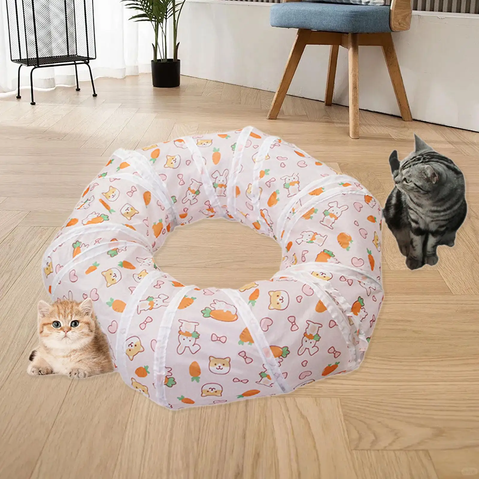 Túnel para gatos, casa de juegos plegable para mascotas, tubo circular para túnel para mascotas para animales pequeños de interior, suministros para mascotas - imagen 2