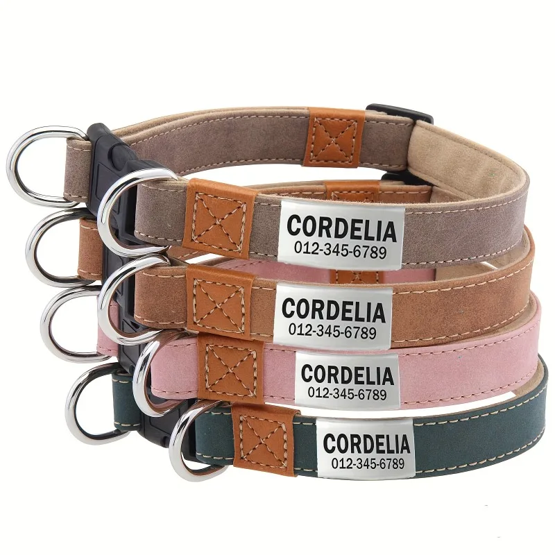 Collar identificativo con correa para perro – Placa grabable personalizada - imagen 2