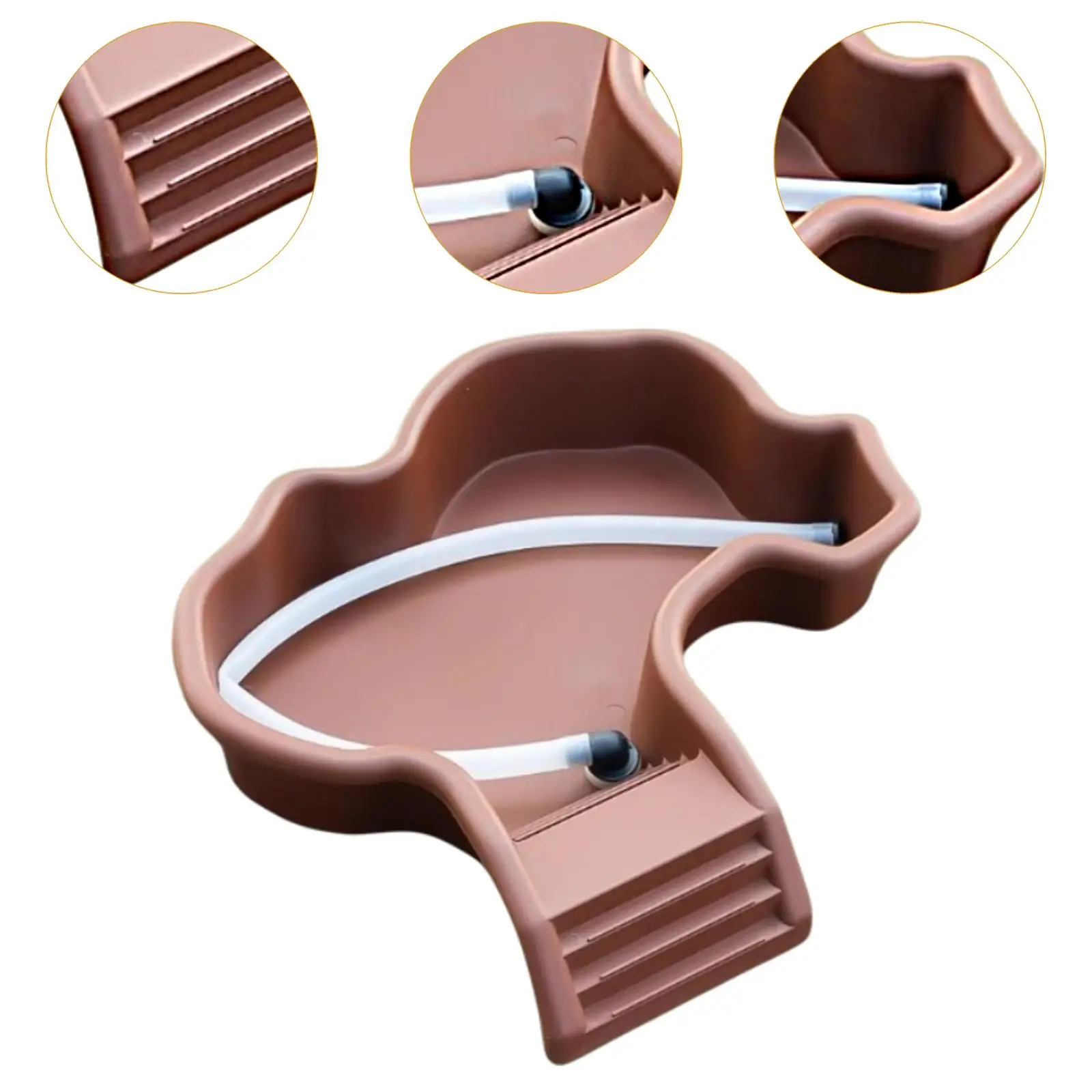 Plato de comida de tortuga con rampa, lavabo de baño de tortuga, plato de agua para reptiles para anfibios, ranas con cuernos, plataforma de tomar el sol de lagarto - imagen 4