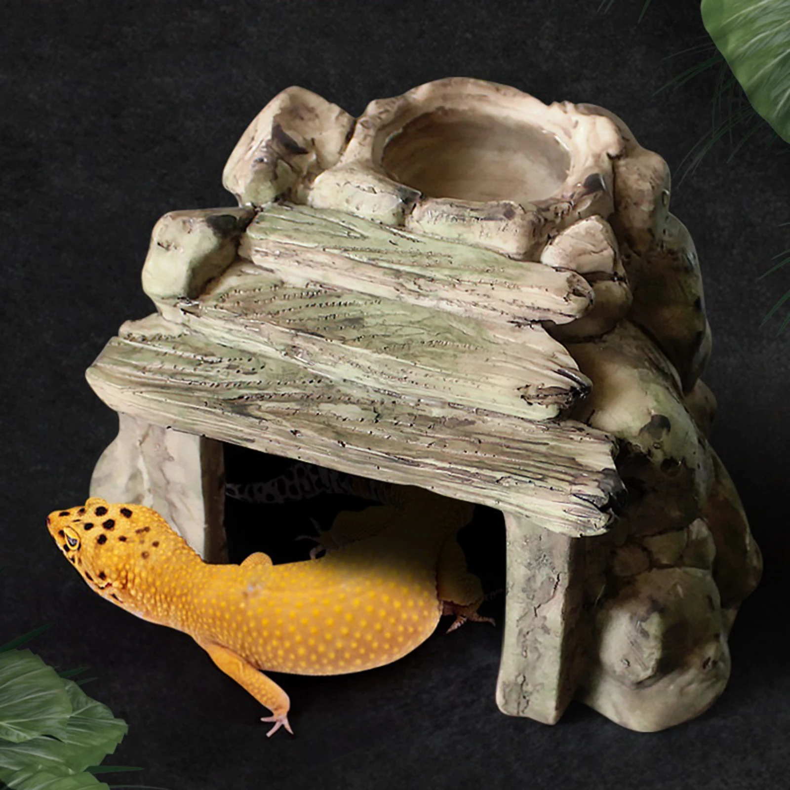 Resina reptil escondite cueva acuario ornamento decoración acuario hábitat para tortuga tortugas Reptiles ranas pescado Gecko - imagen 2