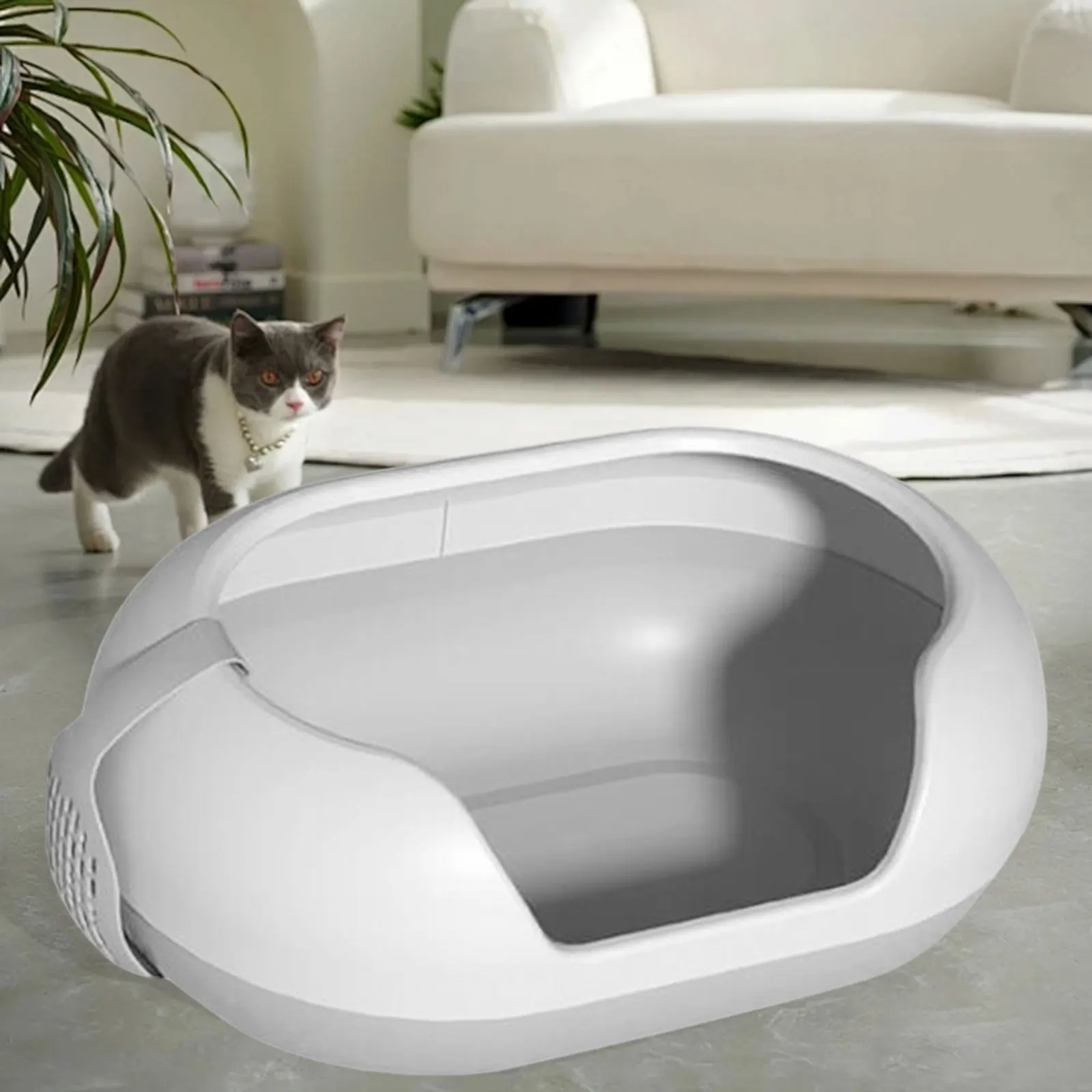 Bandeja de arena con borde alto para gatos – Antisalpicaduras - imagen 3