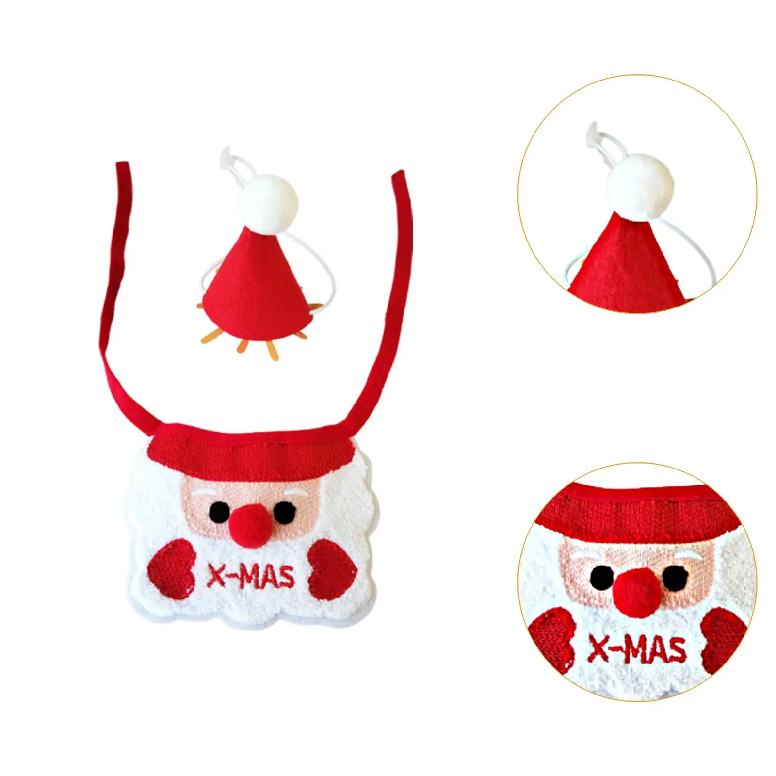 Babero ajustable para mascotas, bufanda navideña, babero para perro de Papá Noel, accesorios de disfraz para mascotas, ropa de vacaciones para perros pequeños y gatos - imagen 5