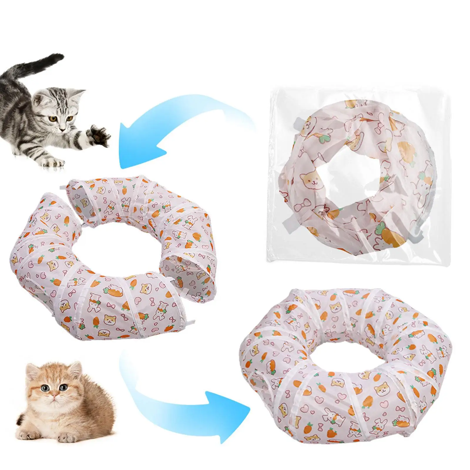 Túnel para gatos, casa de juegos plegable para mascotas, tubo circular para túnel para mascotas para animales pequeños de interior, suministros para mascotas - imagen 3
