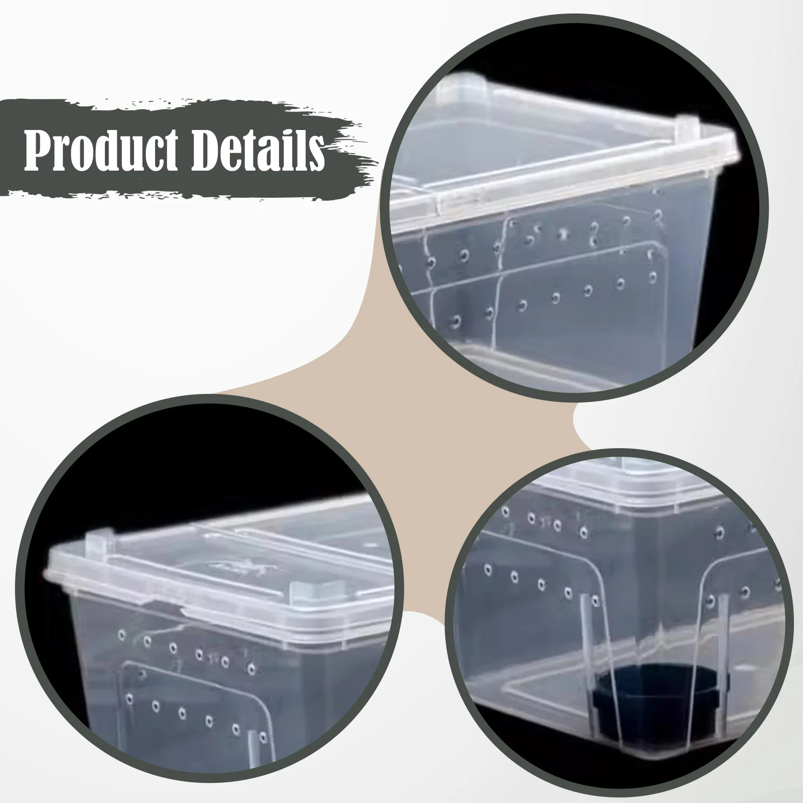 Caja transparente para cría de reptiles, terrario transparente, hábitat, árbol, rana, contenedor para incubar, Scorpion Gecko, Mini suministros para mascotas - imagen 4