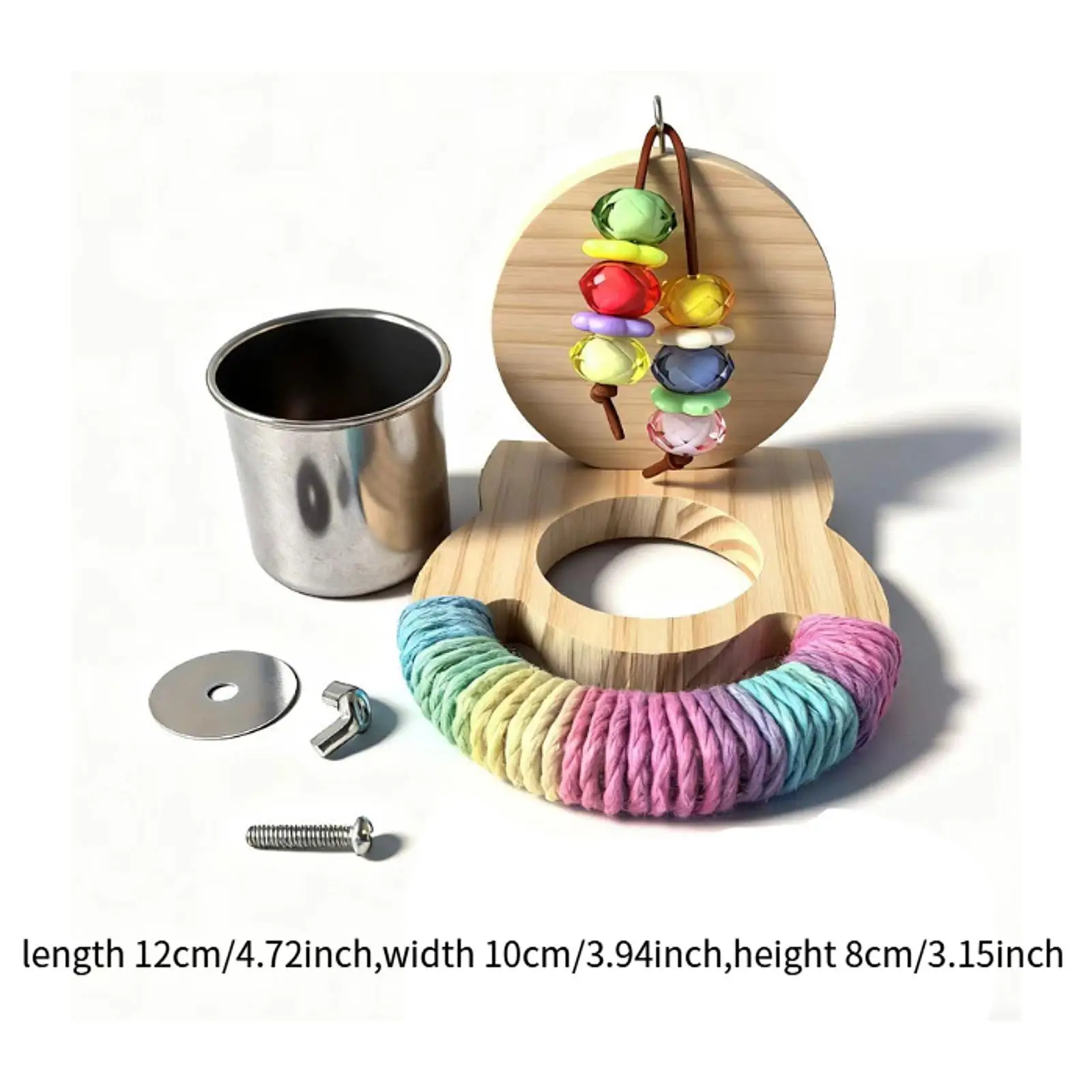 Comedero colgante para pájaros, soporte de madera para percha con plato de alimentación, tazas, jaula, accesorios para periquitos, Conures, Lovebirds - imagen 5