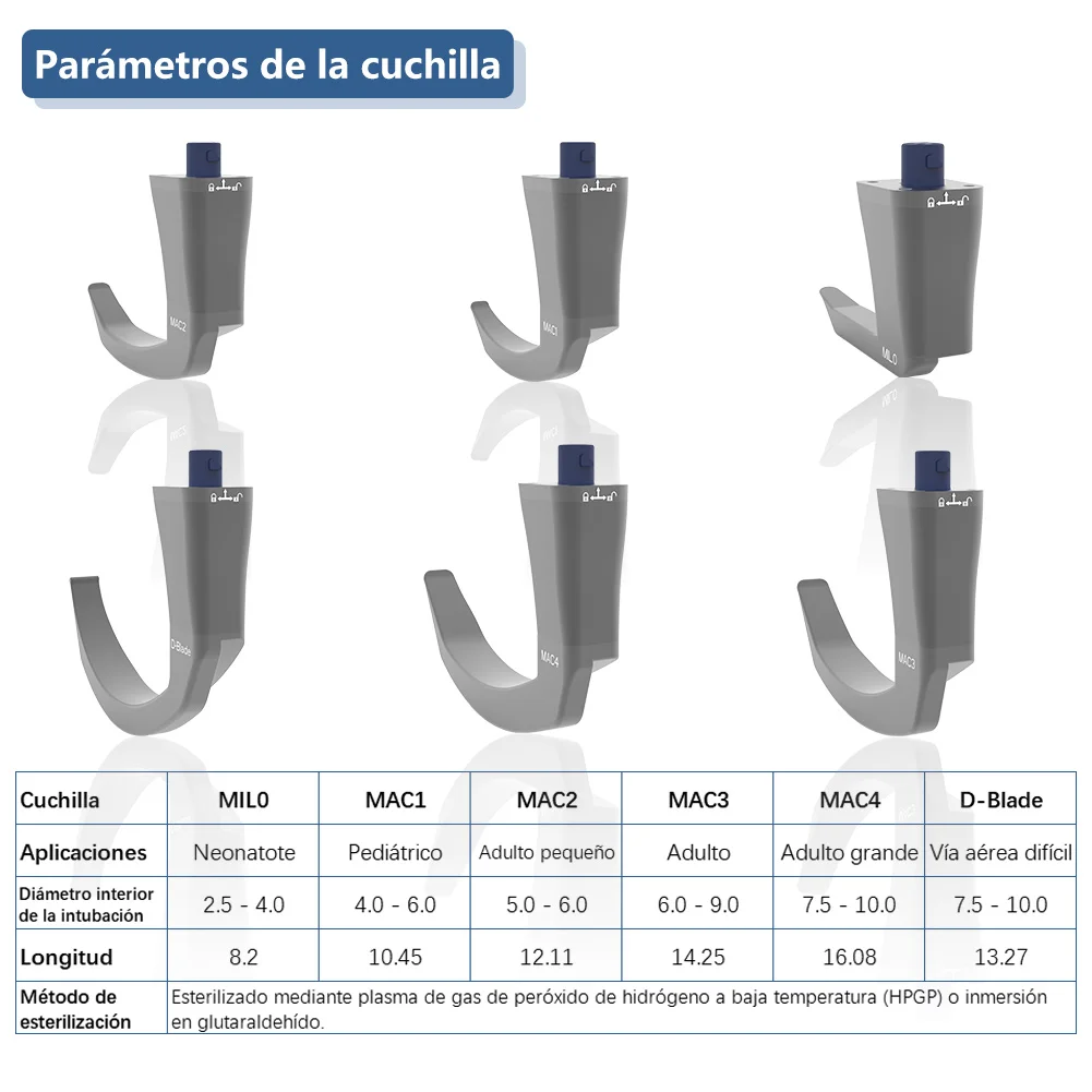 Laringoscopio de vídeo digital para intubación, endoscopio de vídeo anestésico, laringoscopio de Video de visualización de 3,2 pulgadas y opción de cuchilla de videolaringoscopio reutilizable de acero inoxidable 11 - imagen 3