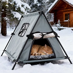 Tienda de campaña para gatos de tela Oxford, casa de invierno cálida para exteriores, refugio para gatos callejeros, cama para dormir para cachorros pequeños, suministros para mascotas