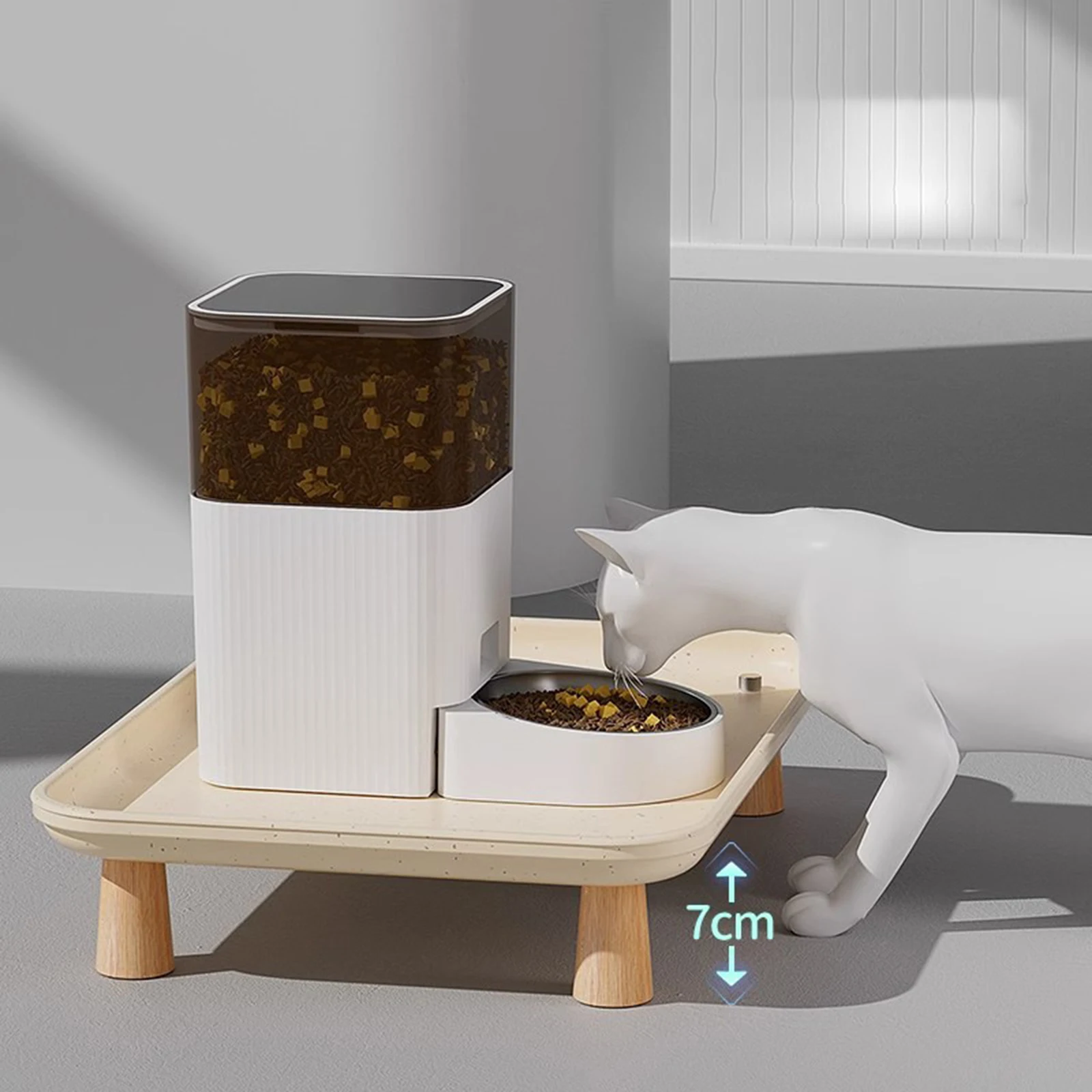 Alimentador automático para gatos, soporte elevado, estante dispensador de comida para mascotas, accesorios de alimentación para gatos, suministros para cachorros y mascotas - imagen 2
