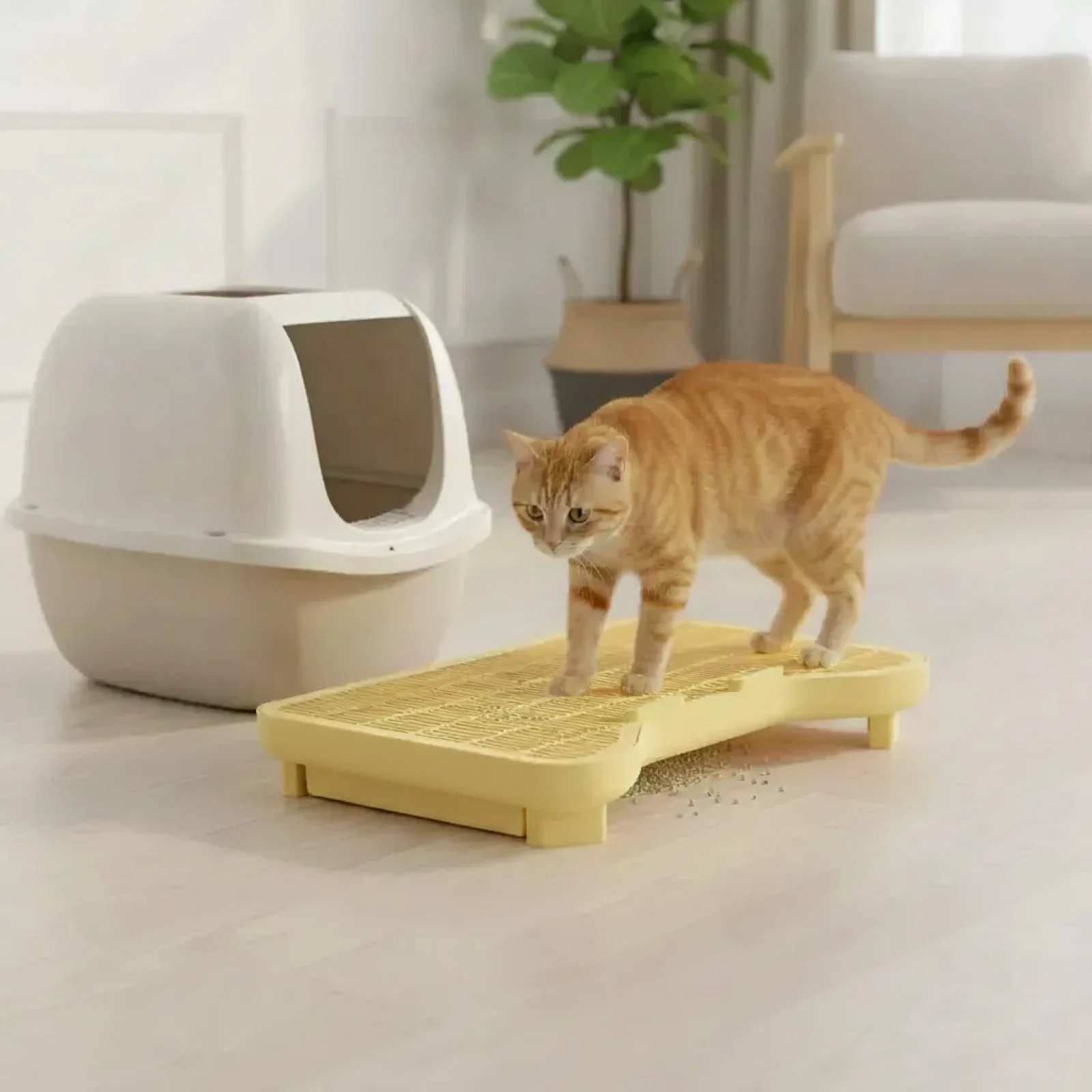 Estera de arena para gatos de doble capa, almohadilla antideslizante desmontable para tablero de arena, estera para atrapar arena para gatos, suministro de limpieza para mascotas