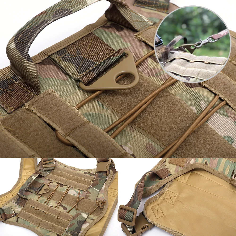 Conjunto de correa y arnés de chaleco táctico militar para perros con correas Molle ajustables, Ideal para entrenamiento de perros grandes, senderismo y exteriores - imagen 3