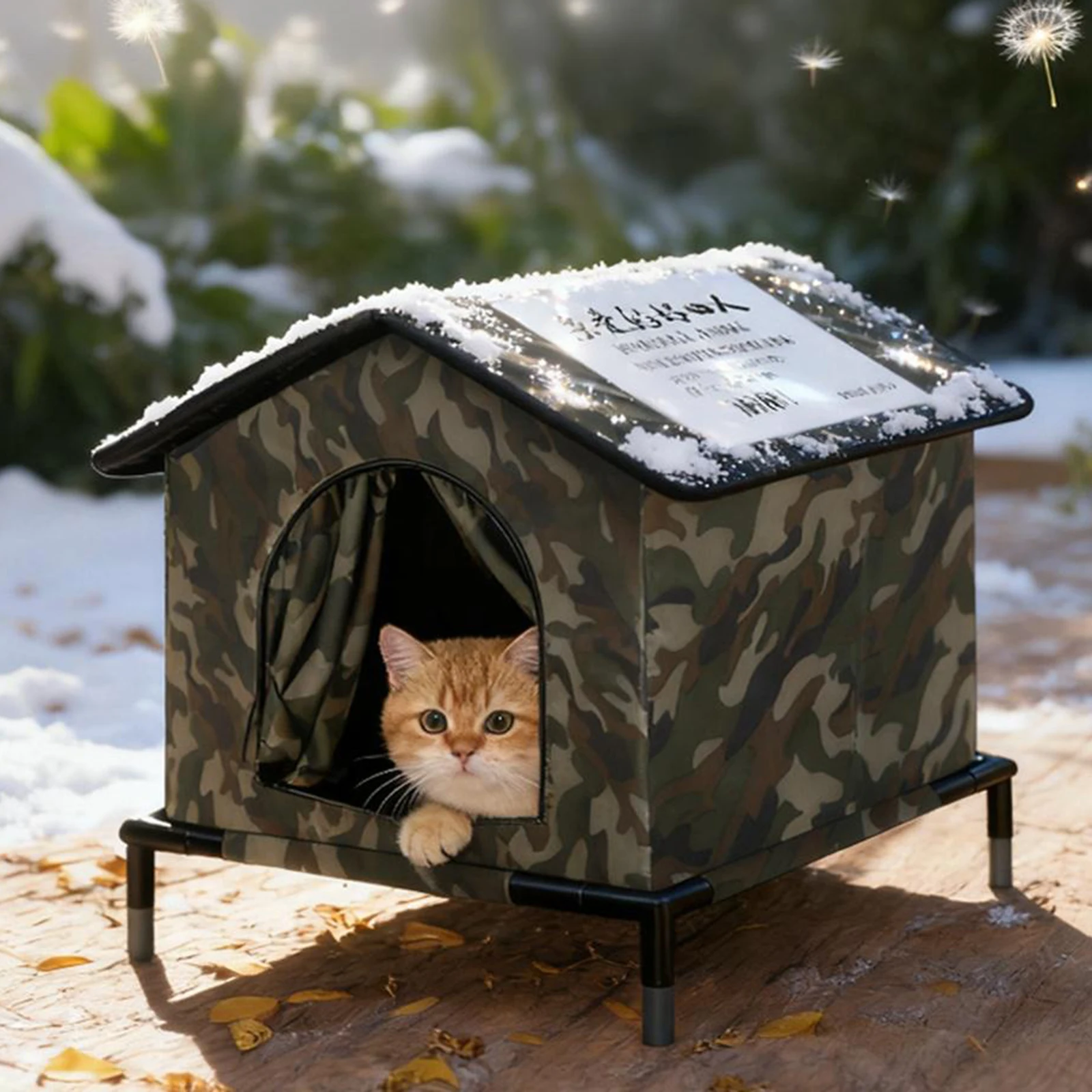 Casa para gatos de tela Oxford, resistente a la intemperie, cálida para invierno, casa para mascotas, nido para dormir para interiores y exteriores, animales pequeños - imagen 2
