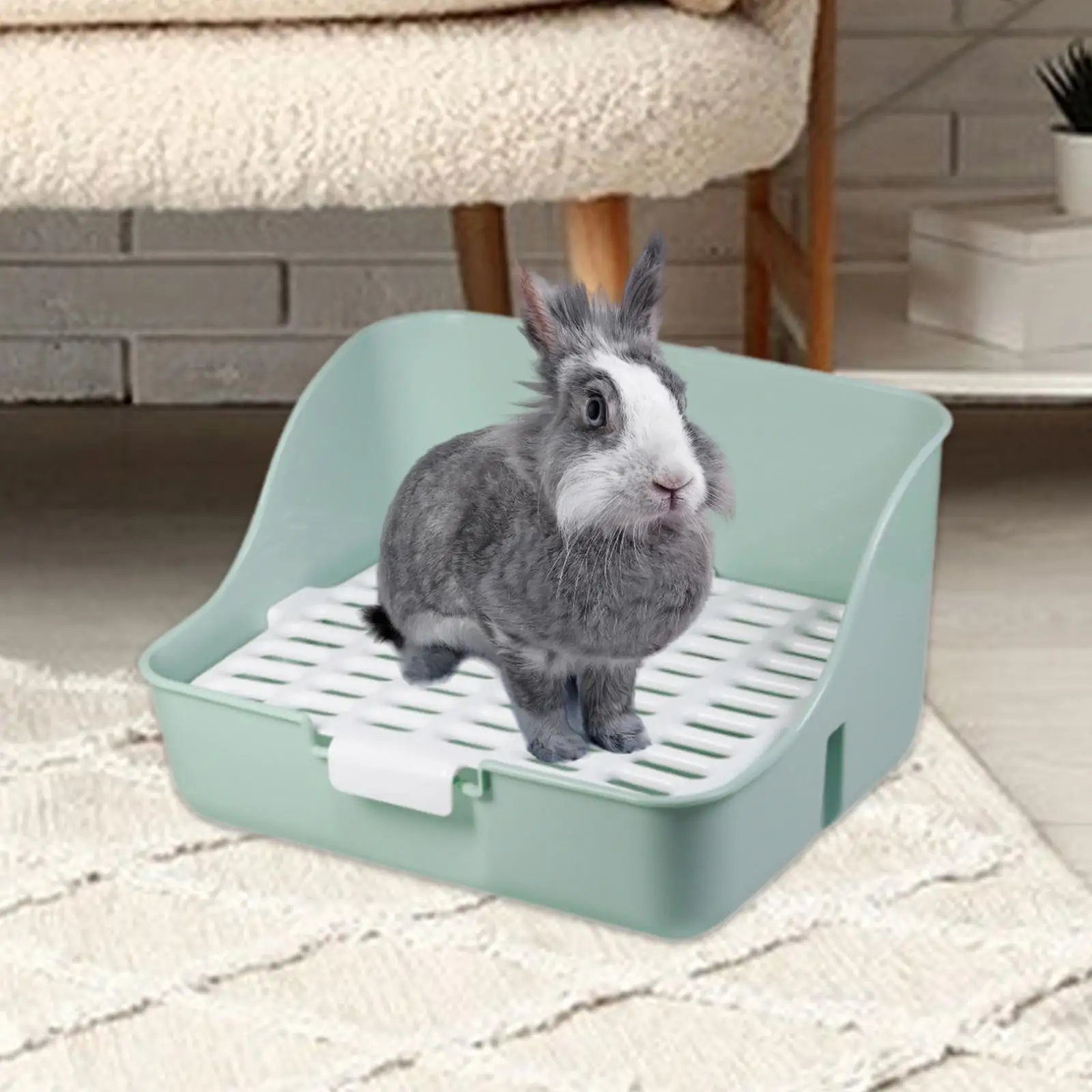 Caja de inodoro de conejito, ropa de cama para mascotas, orinal de esquina para ardillas, hurones, erizo, suministros de limpieza para animales pequeños - imagen 2