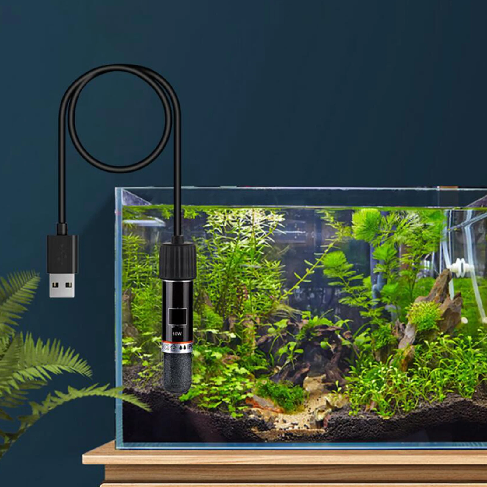 Varilla calefactora para mini acuario USB de 10 W 26 ° Calentador de tanque de peces pequeños de temperatura constante C Calentador de termostato de acuario sumergible