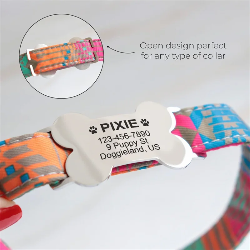 Placa identificación para perros y gatos con grabado curvo para collar - imagen 2