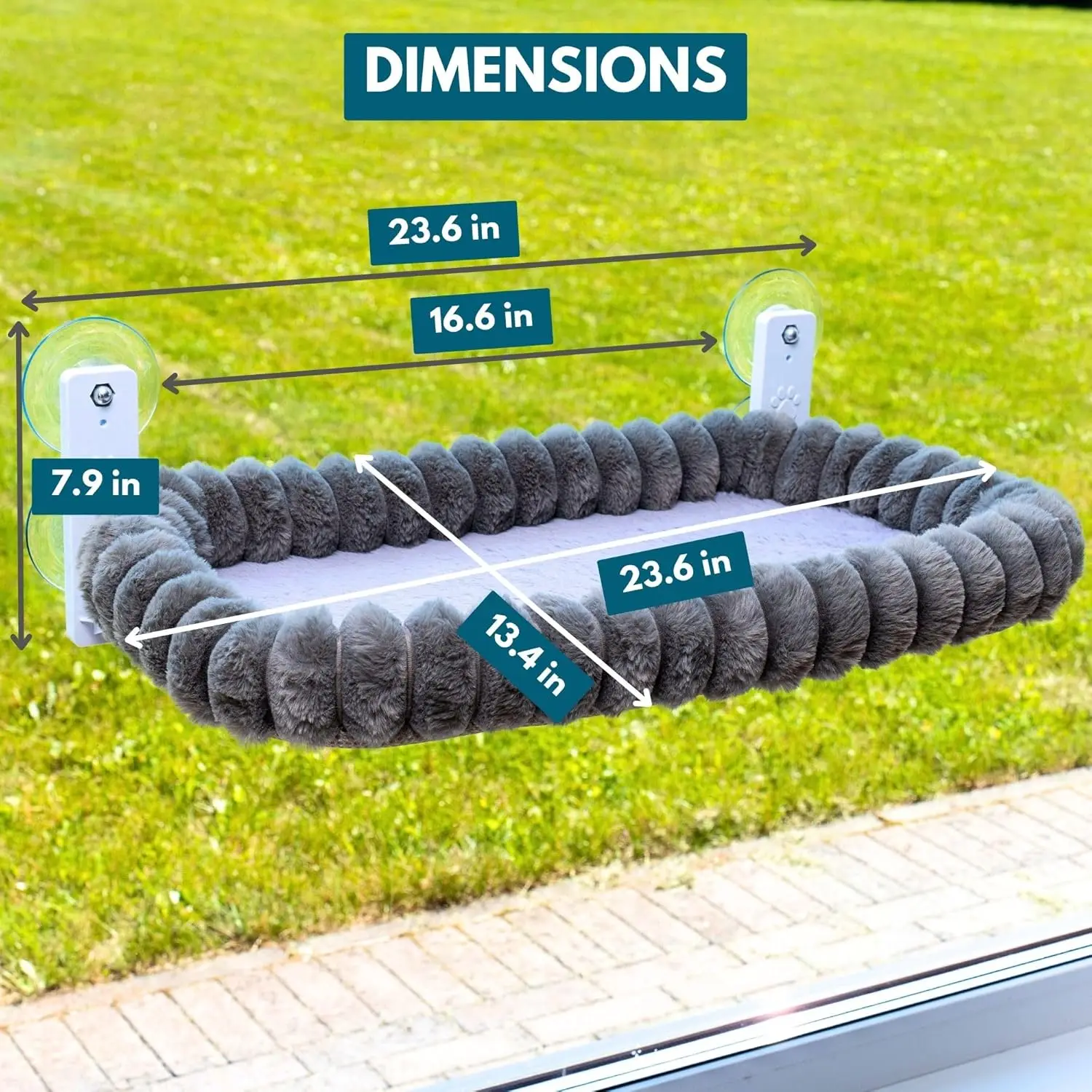 Percha para ventana de gato plegable para tomar el sol, hamaca para ventana de gato, cama resistente con 4 ventosas fuertes y cubierta Reversible extraíble - imagen 2
