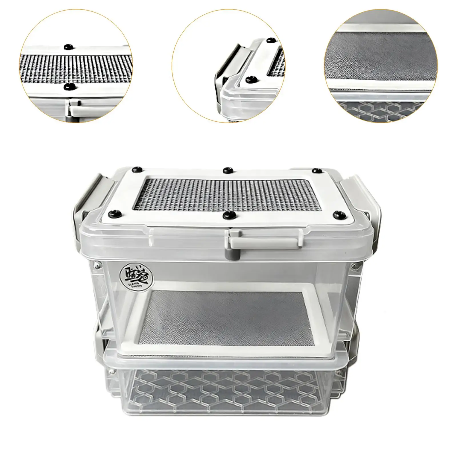 Caja de alimentación de cucarachas transparente, caja de cría de gusanos de comida reutilizable, Mini contenedor de gusanos de comida para terrario de mascotas, contenedor para incubar - imagen 5
