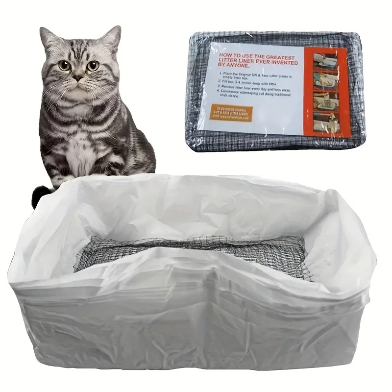 Filtro reutilizable para huecos de gatos, 10 Uds., manos libres, revestimientos para excrementos de gatos, red de filtro para revestimientos de caja de arena higiénica para mascotas - imagen 2