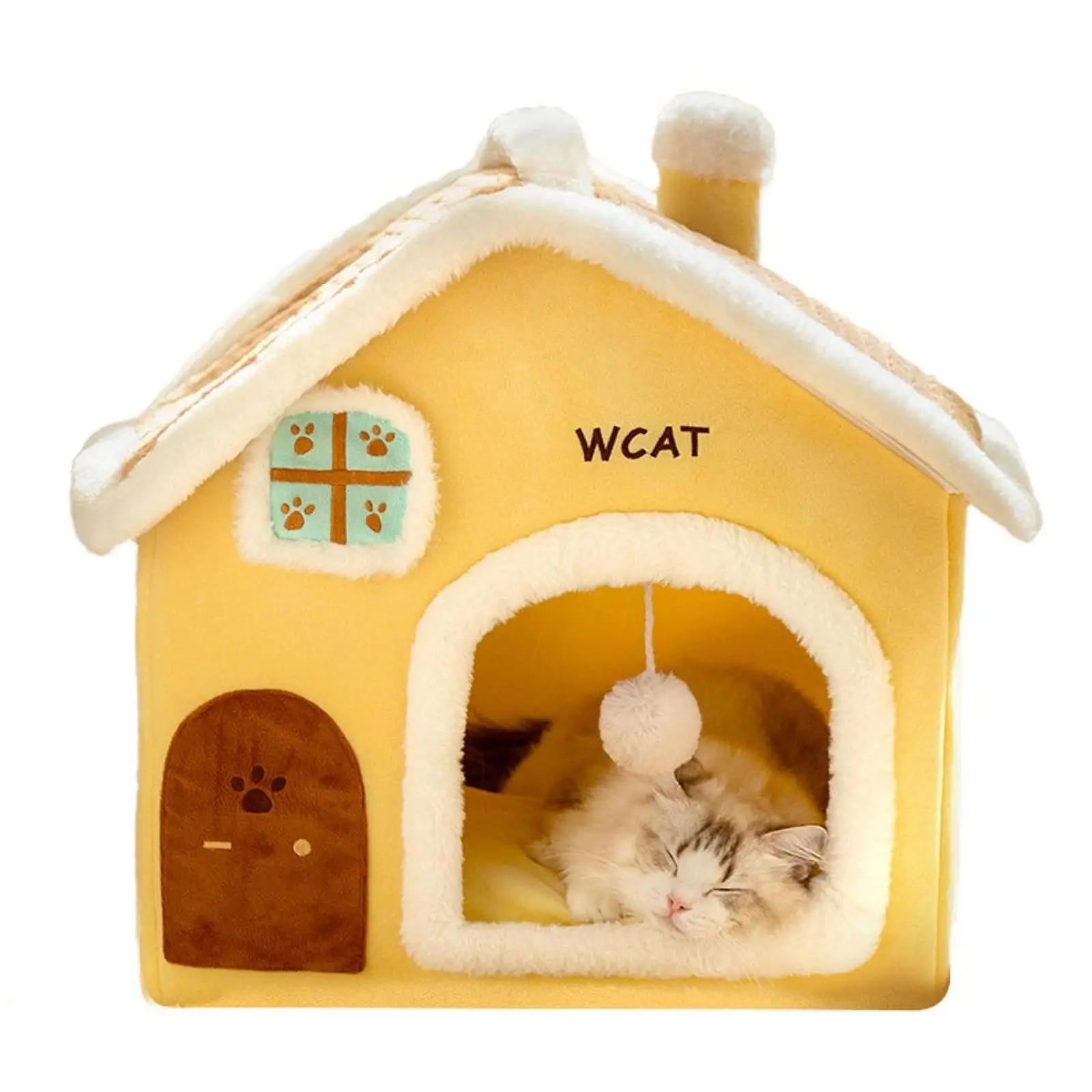 Casa para gatos gruesa de invierno, nido cálido para animales pequeños, casa de juego para gatos de interior, hábitat, suministros para mascotas