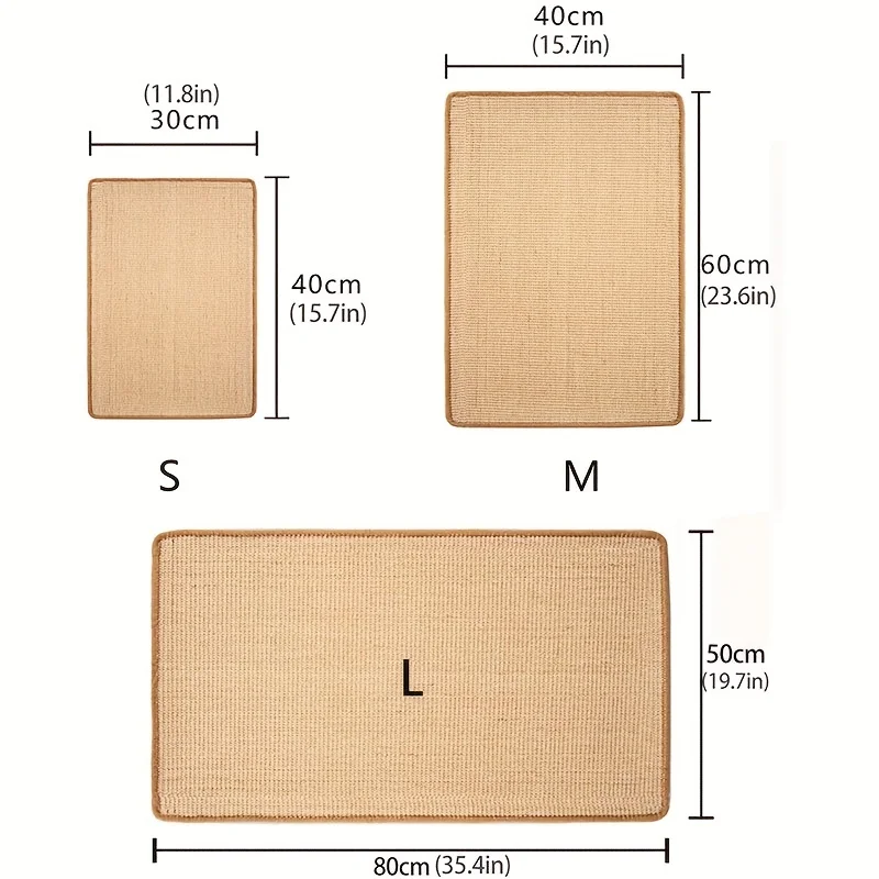 Estera rascadora para gatos de 15/31 pulgadas, esteras para rascar gatos de Sisal Natural, almohadilla para rascar, protege alfombras y sofás - imagen 2