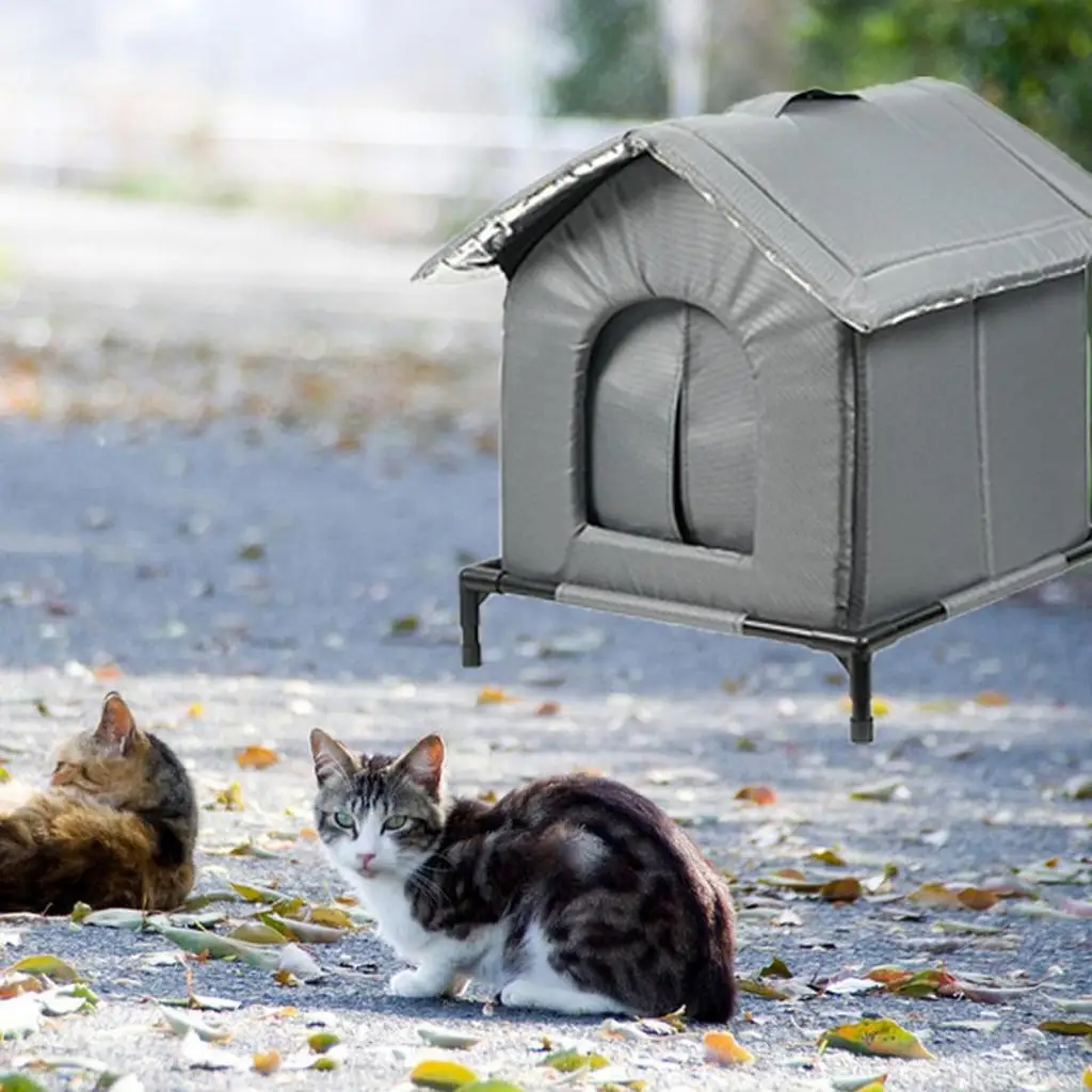 Casa para gatos al aire libre, refugio cálido con aislamiento para gatos, tienda para gatos resistente a la intemperie para jardín, porche, patio trasero, casa para mascotas - imagen 3