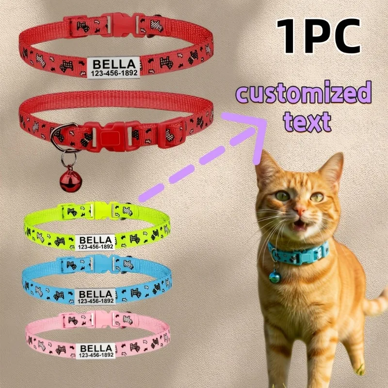 Collar personalizado hueso ajustable para perros pequeños y gatos - imagen 5