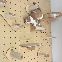 Cuerda de escalada para gatos, escalones de madera maciza montados en la pared y cuerda de Sisal, garra para gatito, muebles de interior para entrenamiento para gatos
