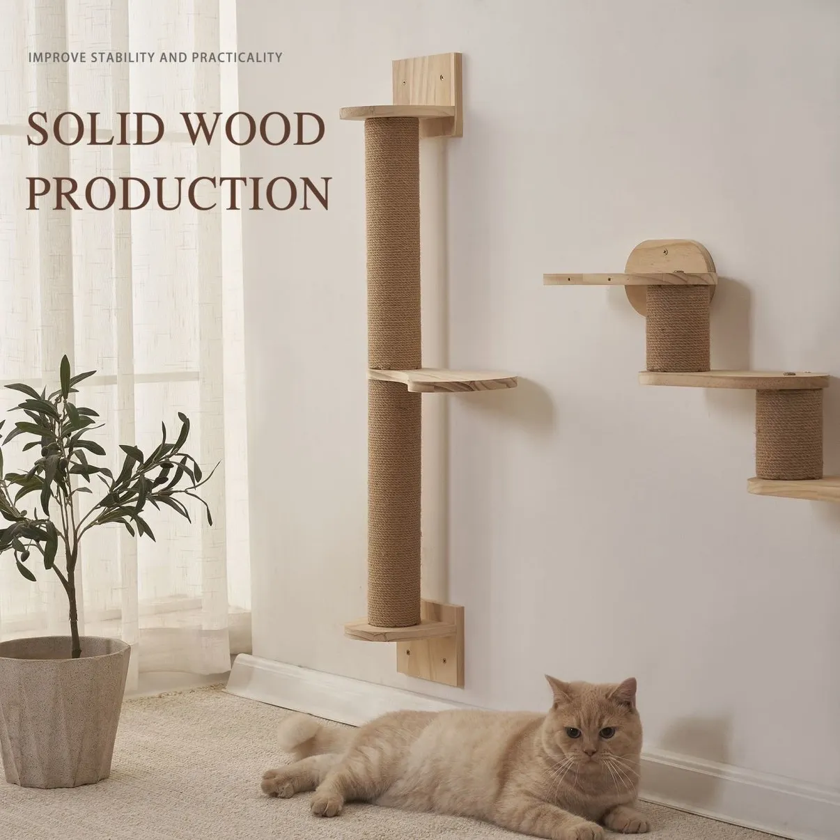 Hamaca para mascotas y gatos, tumbona con ventana, cama de pared para escalar, nido incluido, escalones para gatos, tumbona de pared grande y estable para escalar, estante con plataforma para gatos