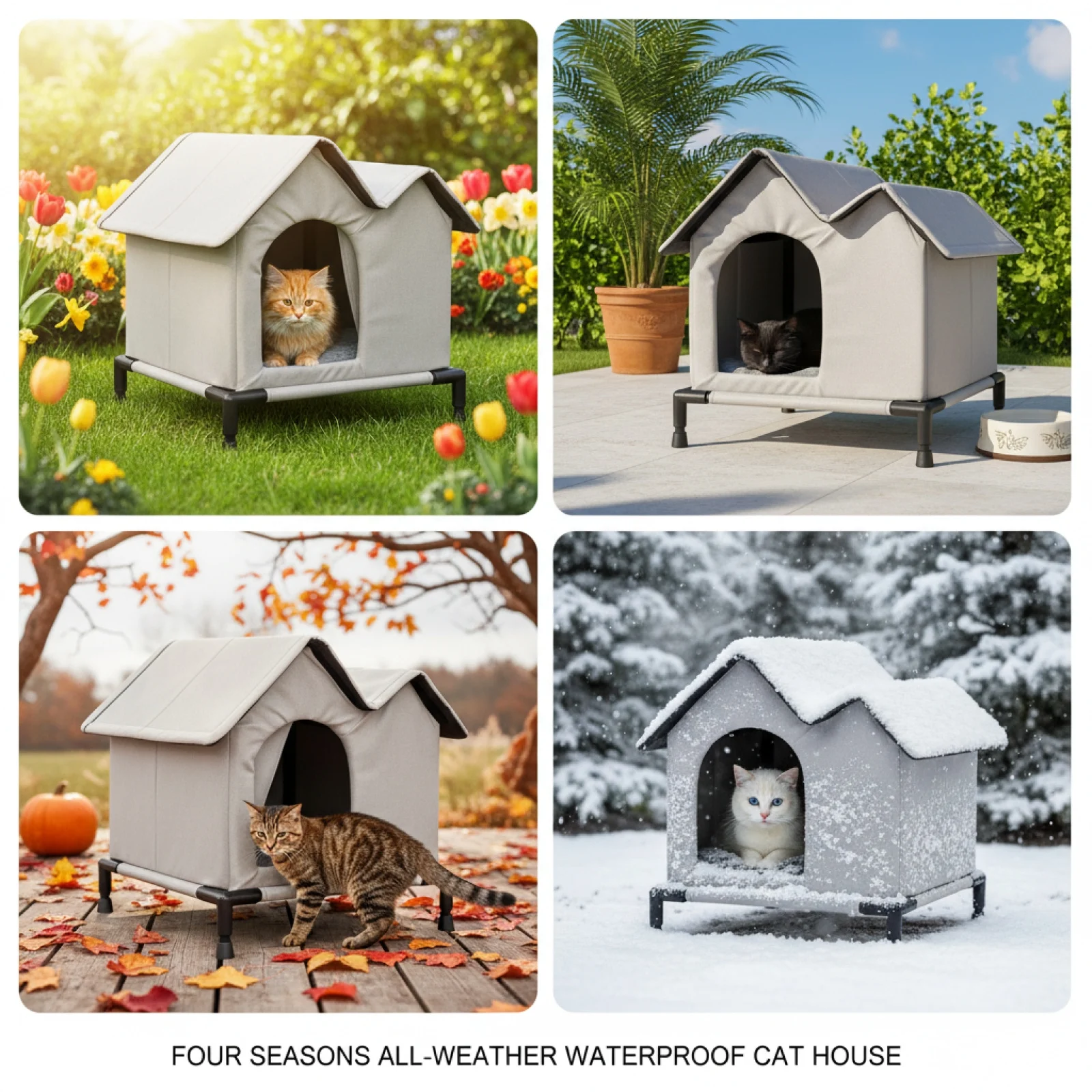 Casa para gatos sin hogar, refugio impermeable para mascotas, casa para perros, perrera para interiores y exteriores, suministros para cachorros pequeños y gatitos, invierno - imagen 4