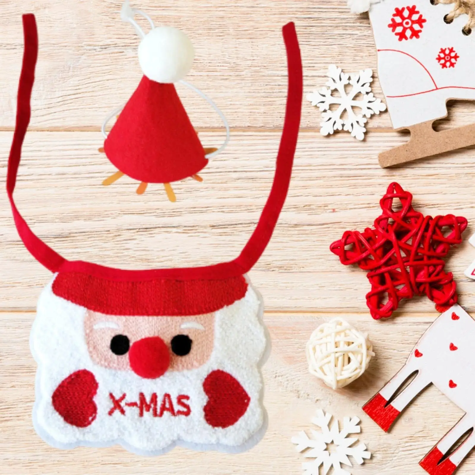 Babero ajustable para mascotas, bufanda navideña, babero para perro de Papá Noel, accesorios de disfraz para mascotas, ropa de vacaciones para perros pequeños y gatos - imagen 4