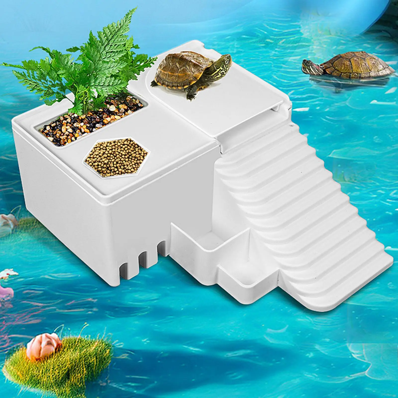 Turtle Basking Platform with Ladder Tortoise Climbing Platform Aquarium Turtles Tank Decorations Fish Tank Dock Platform