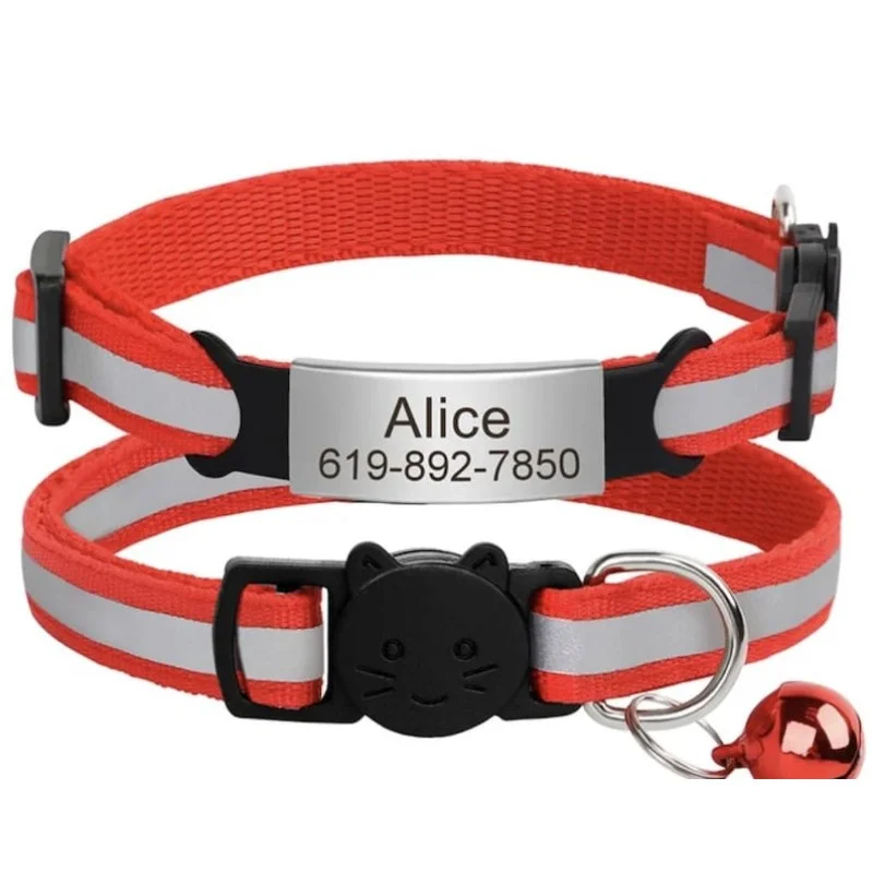 Collar reflectante para gato con placa y campana – Identificación - imagen 2