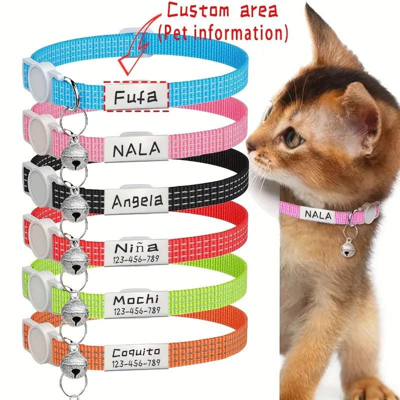Collar personalizado para gato con placa grabada y cascabel seguro - imagen 3