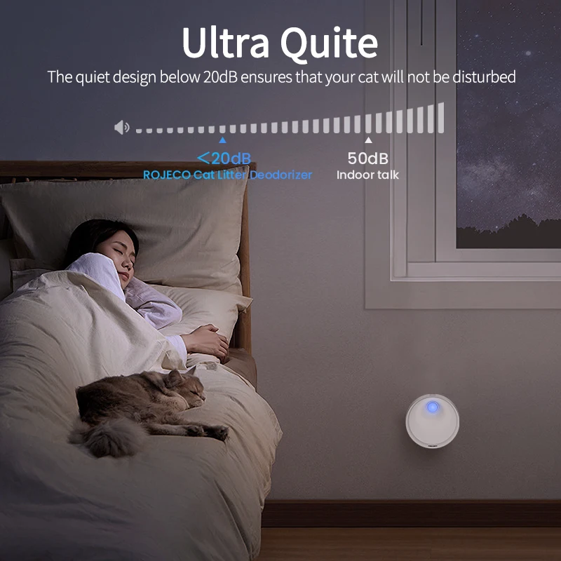 Robeco-caja de arena para gatos, desodorizador, purificador de olores inteligente para perros, inodoro automático para mascotas, desodorante para arena de gatos, 4000mAh - imagen 5