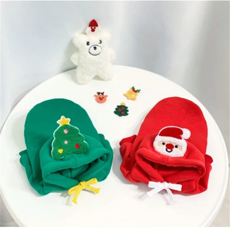 Sudadera con capucha navideña para mascotas, Sudadera con capucha para perros, adecuada para gatos y perros pequeños, árbol de Navidad cálido, Papá Noel - imagen 5