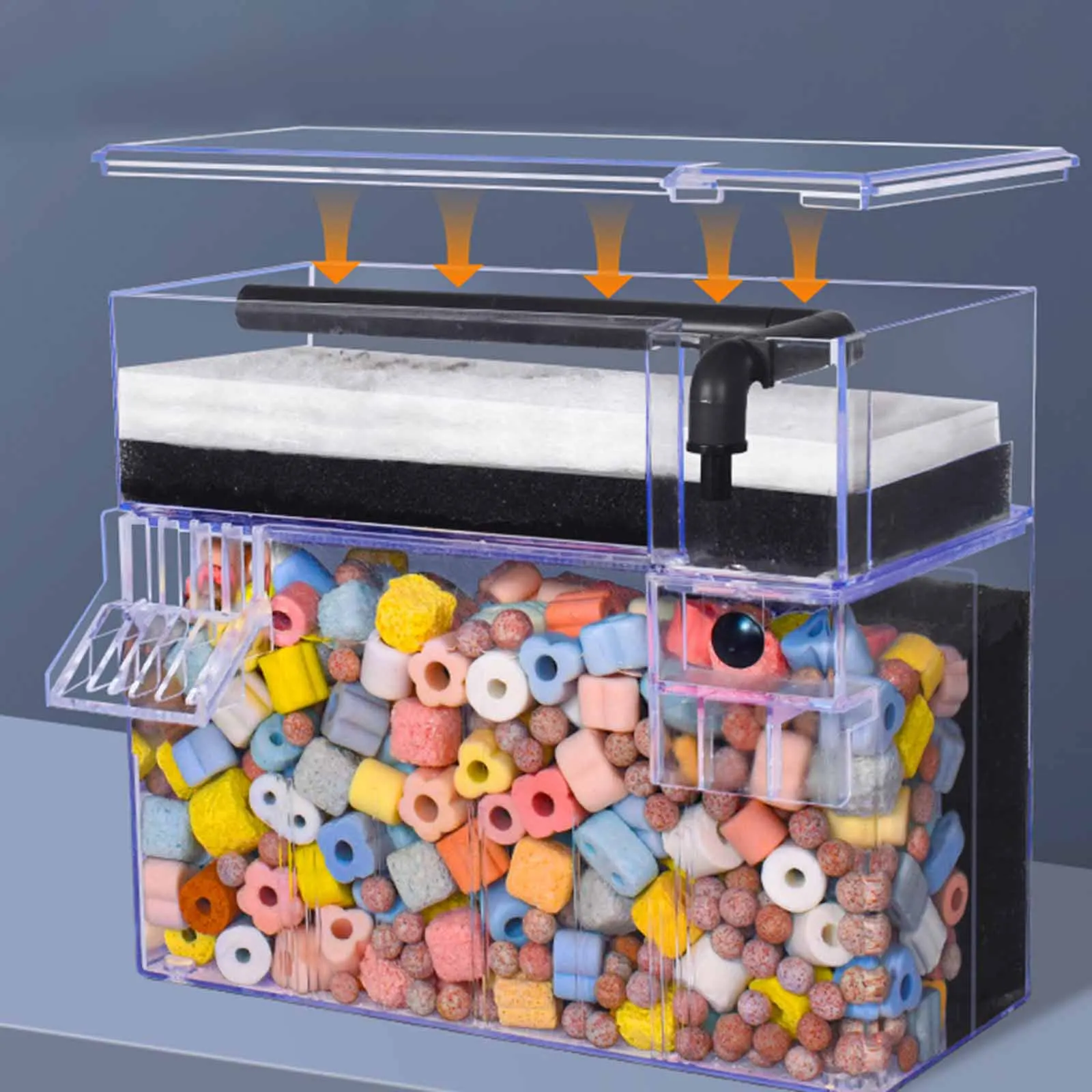 Caja de Filtro para Pecera de Pared - 3 en 1, desague por goteo - imagen 2