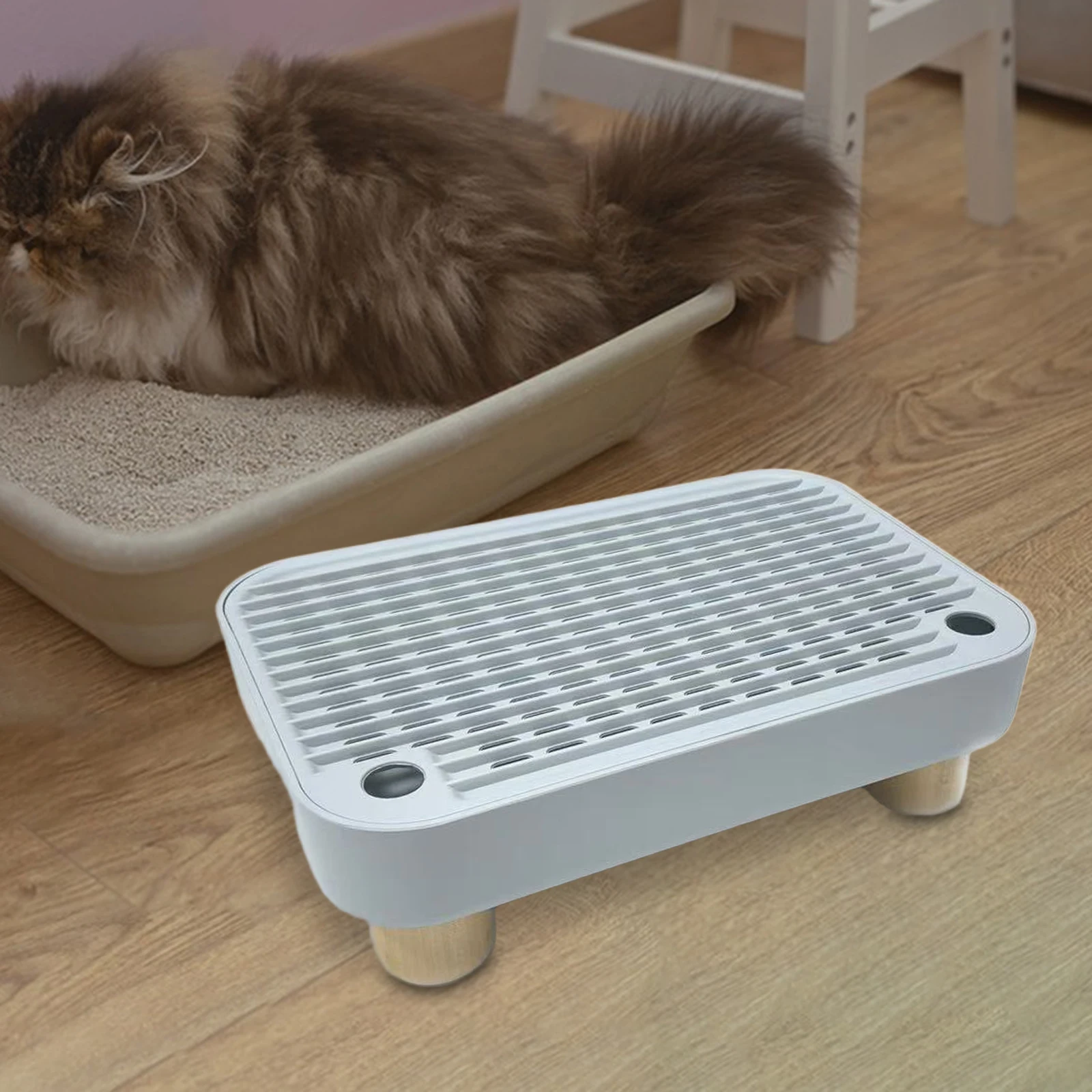 Caja de arena de plástico para gatos, caja de arena para gatitos, estribo, estera de arena lavable para gatos, suministros de limpieza para mascotas en interiores