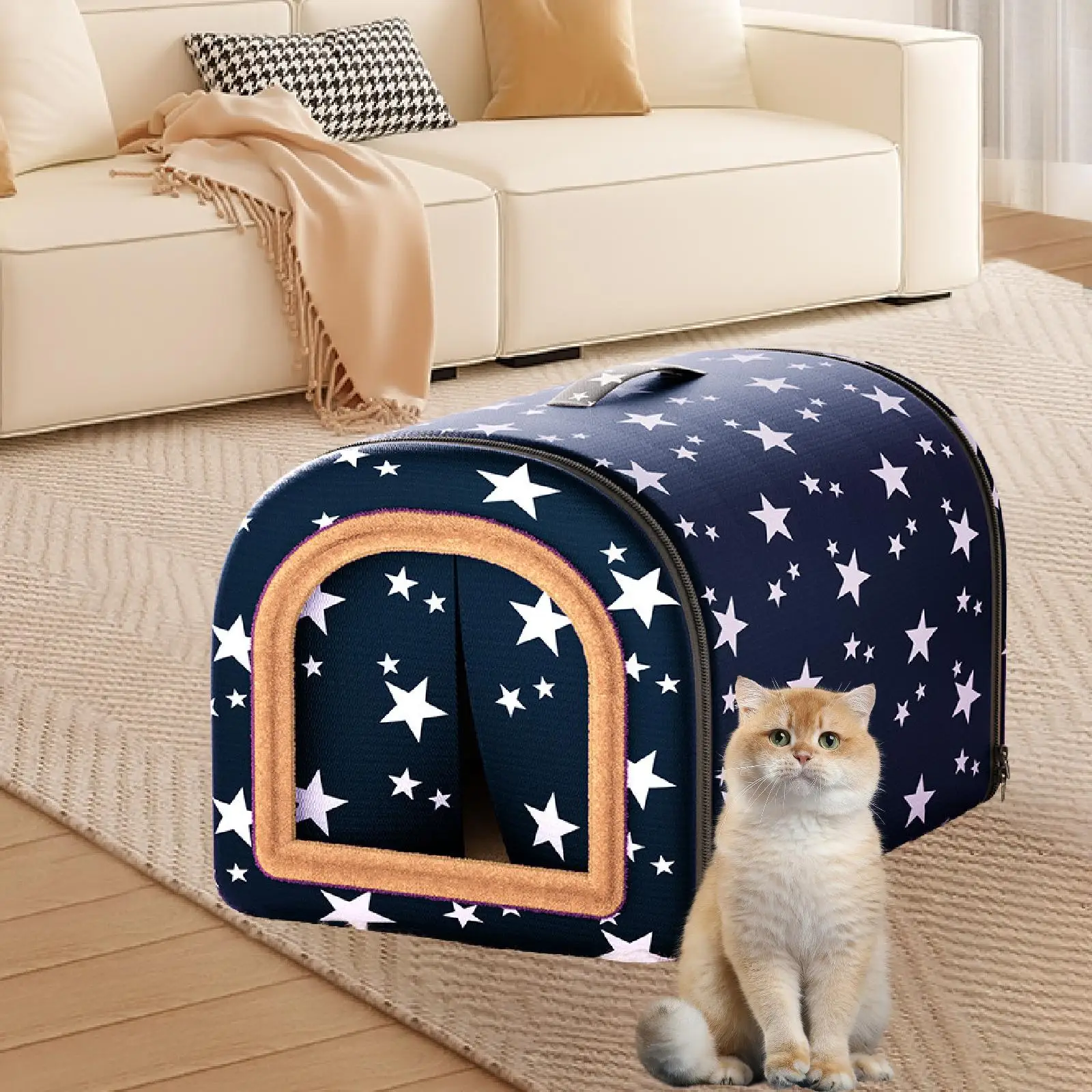 Tienda de campaña para mascotas de tela Oxford, casa para perros impermeable desmontable, cama de cueva cálida para gatos para cachorros y gatitos, refugio para las cuatro estaciones
