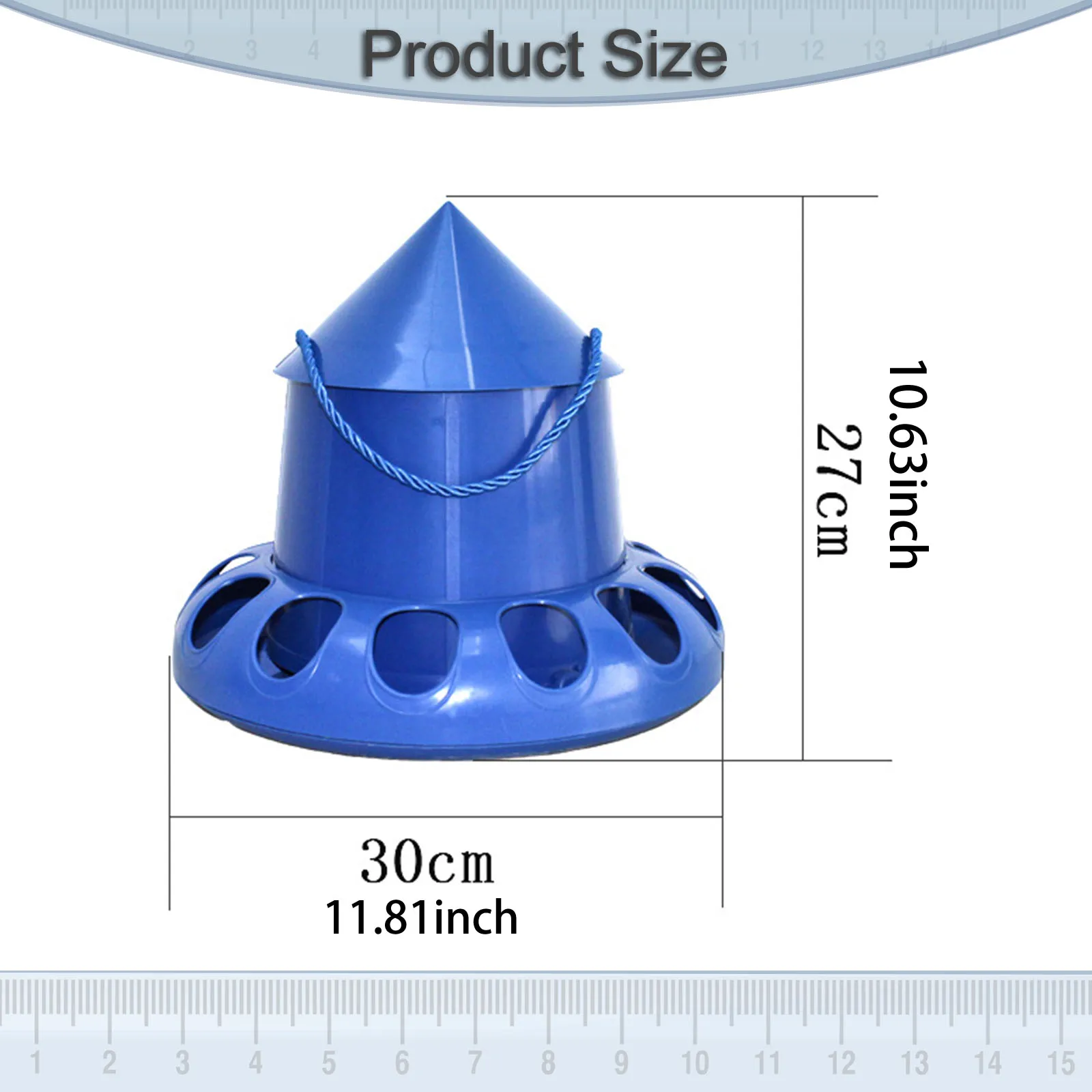 Alimentador de pollos de 13 agujeros, Cubo de alimentación de palomas de plástico, alimentador automático para aves de corral, suministros de alimentación para aves de corral en el patio trasero de granja - imagen 5
