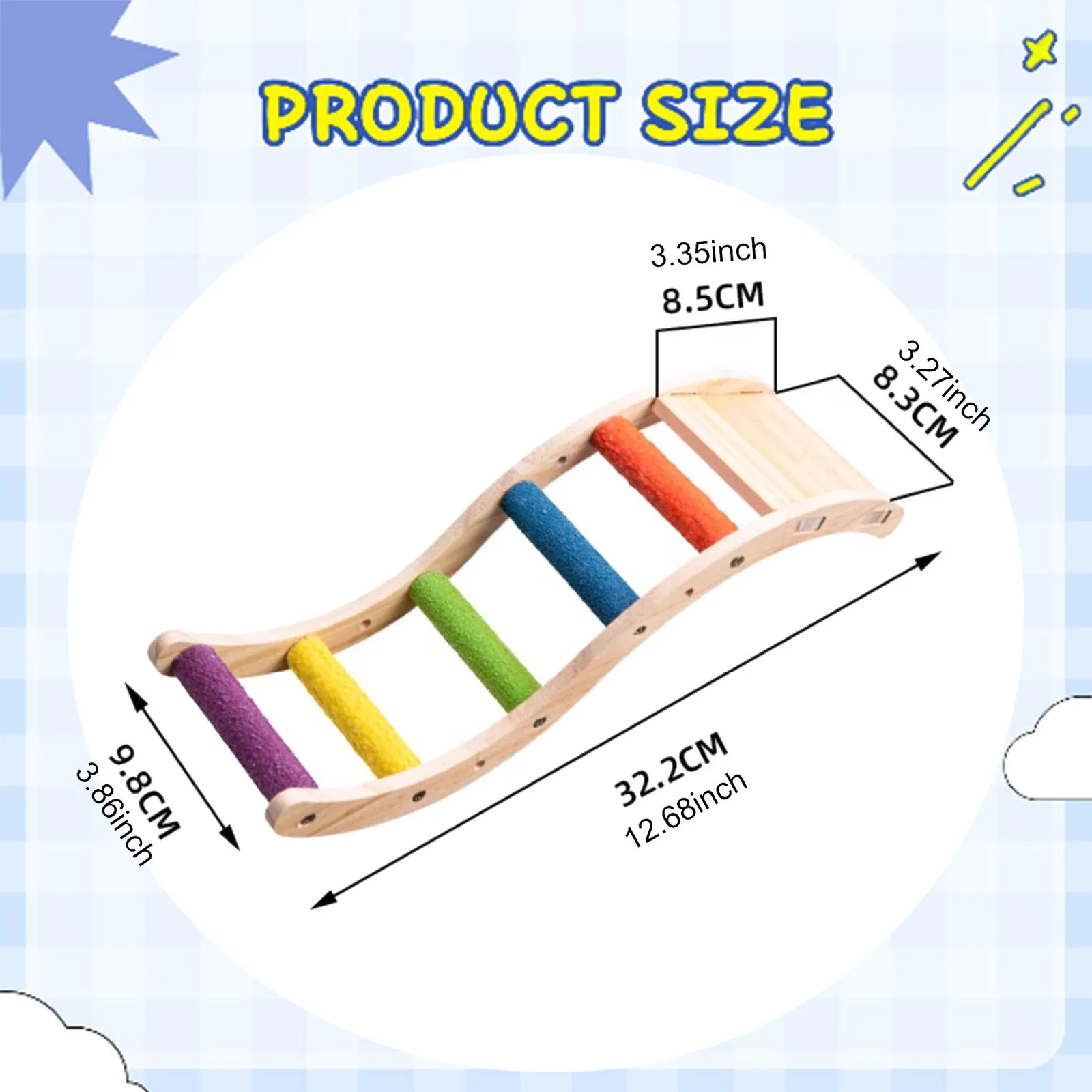 Escalera de madera para escalar loros, soporte para percha para pájaros, jaula de juguete para ejercicio, accesorios para Conures, periquitos, piñones, suministros para pájaros - imagen 5