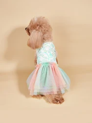 Vestido degradado colorido con tul arcoíris para gatos y perros