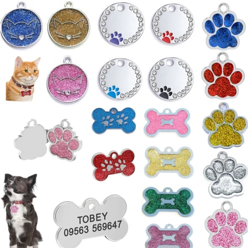 Etiquetas de dirección personalizadas para mascotas, etiqueta de identificación personalizada para perros, gatos, Collar grabado, colgante, nombre, etiqueta para perro, accesorios para perros, artículos para gatos