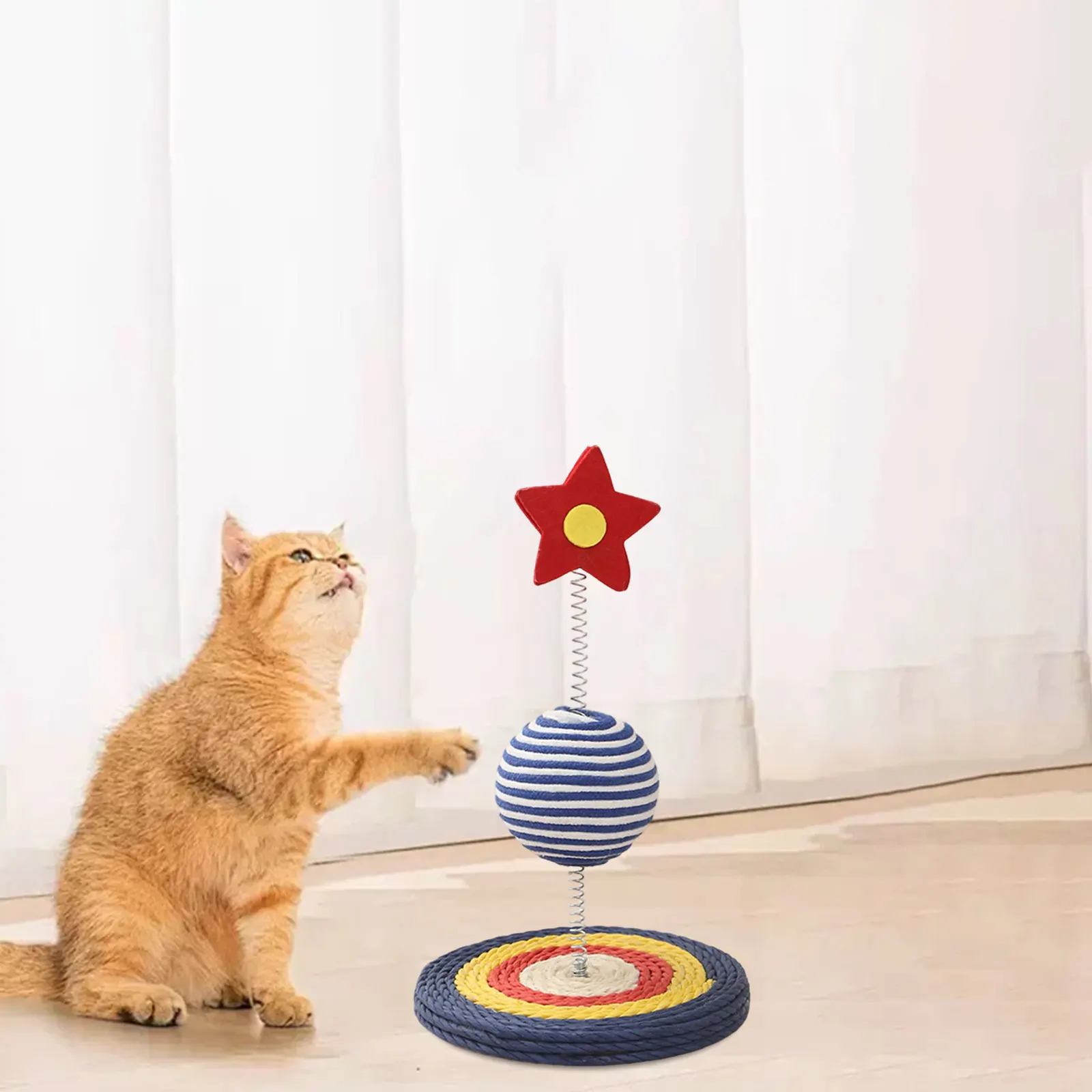 Bola de resorte para rascar gatos de Sisal con Base, varita de rompecabezas para gatos, garra de molienda, ejercicio, juguete interactivo para mascotas, suministros para mascotas - imagen 2