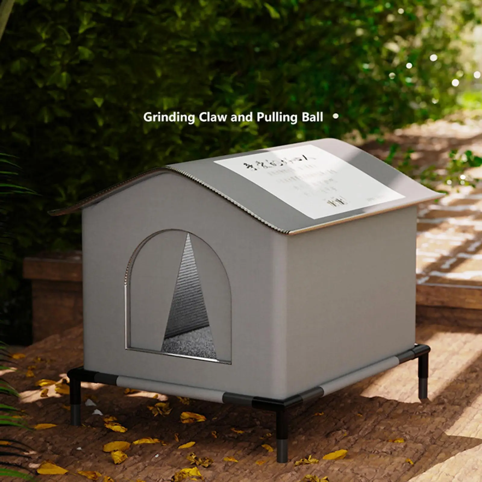 Casa para gatos de tela Oxford, refugio cálido para invierno resistente a la intemperie con almohadilla suave para perros pequeños, suministros para mascotas