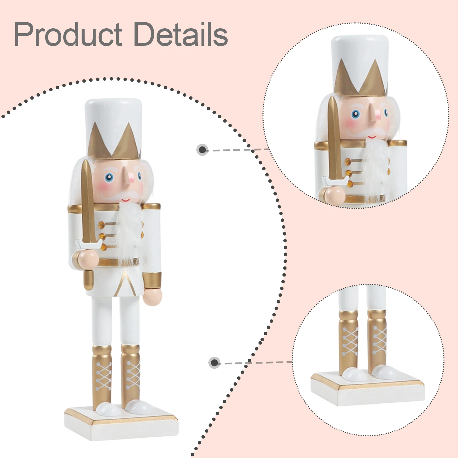 Estatuilla de Cascanueces de 25CM, estatua de Cascanueces de madera, centro de mesa para el hogar, sala de estar, gabinete, estante, decoración navideña - imagen 4