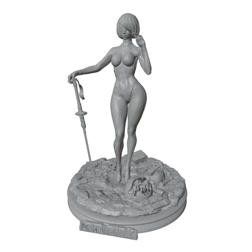 Figura de resina 1/24 Warrior miniatura gris, sin montar ni pintar - imagen 3