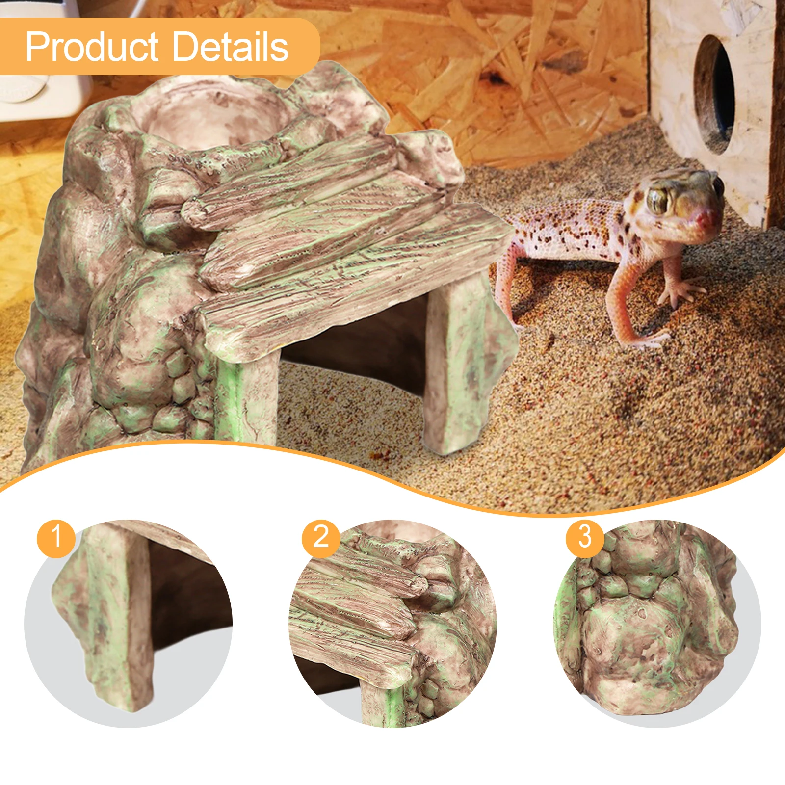 Resina reptil escondite cueva acuario ornamento decoración acuario hábitat para tortuga tortugas Reptiles ranas pescado Gecko - imagen 5